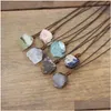 Pendentif Colliers Guérison Reiki Pierre Pendentifs Minéraux Collier Cristal Naturel Fluorite Rose Quartzs Tourmaline Agates Apatite Jewe Dhwk2