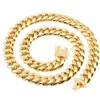 Catene Miami cubane in acciaio inossidabile di larghezza 8-18mm Collane con scatola di zirconi CZ Catena d'oro pesante grande per uomo Gioielli Hip Hop Rock280U