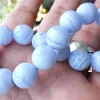 MG1130 Högklassig äkta 12 mm Blue Lace Agate Chalcedony Bead Armband för män eller kvinnor gåva till honom260t