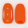 Chave do carro 3 botões Sile Rubber Case Er Skin Set Fob Protector para Tesla Model S X3 Siles Drop Delivery Mobiles Motocicletas Interior A Dhiby