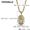 Topgrillz hiphop smycken isad ut guldfärgpläterad mikrobonta CZ Stone Egyptian Farao Pendant Necklace Three Chain 24 In308J