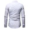 Camisa estampada floral branca masculina 2020, nova marca slim fit de manga comprida, camisas sociais masculinas, camisa casual para festa e férias para homens244a
