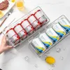 Hooks Rails Double-Layer Kylskåp Drink Organizer Drawer med handtag Självrullande Soda Can Storage Bin Container Box Rack Holder T279L