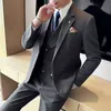 Men's Suits Blazers One Button Wedding Leisure Suit M5XL suit Vest Trousers Highquality Slim Solid Color Threepiece Set 230915