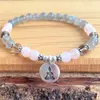 MG1222 6 mm Total Zen Wrist Mala Buddha Bracelet Grade Labradorite Rose Quartz Yoga Mala Bracelet Buddish Jewelry260J