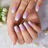 Faux Ongles Presse Sur Blanc Rose Dégradé Français Faux Ongles Moyen Cercueil Colle Brillante Cadeau Pour Filles Femmes Rencontres 24 Pièces