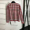 Enkla rutiga tröjor Knapp Cardigan tröja kappa Kvinnor Knitjackor Crew Neck Soft Touch Sweater