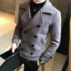 Men's Wool Blends Fashion Men Double-Breasted Windbreaker Solid Color Slim Short Woolen Coat Winter Casual Warm Windbreaker Coat Size 5XL 230915