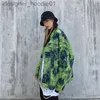 Vestes Femmes American Retro Street Trendy Green Elf Tie-Dye Denim Veste Vintage Hommes Femmes Mode Baseball Uniforme Oversize Lâche Casual Ins L230916