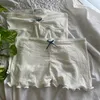 Tute da donna Fata Grunge Con finiture in pizzo senza spalline Top a tubo Pantaloncini anni '90 Vintage Chic Donna Set 2 pezzi Abiti Avvolgere il petto Senza schienale Crop Camis 230915