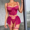 Lingerie transparente com babados, roupa íntima feminina sexy, sutiã quente sem censura, malha fantasia íntima