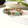 SN0306 Hamsa Bilezik Yeşil Aventurine Resim Jasper Bilezik Hamsa El Bilezik Doğal Taş Yoga Bilezik246J