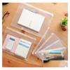 Filing Supplies Wholesale Waterproof Plastic Zipper Paper File Folder Book Pencil Pen Case Bag Files Document For Office Student A4 A5 Dhqit