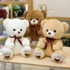 35cm bonito siter fita de seda urso de pelúcia boneca grande kawaii abraço urso brinquedo de pelúcia fantoche presentes do dia dos namorados para presentes de aniversário das meninas