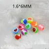 Tongue Rings 500Pcs/Lot Piercing Jewelry - Colorf Heart Acrylic Balls One Hole Replacement Tongue/Navel/Nipple Body 1.6Gx6Mm Dhgarden Dhal6