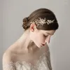 Haarspeldjes Bruidskroon Gouden Kleur Bloemen Parels Bruiloft Tiara Hoofdband Handgemaakte Vrouwen Prom Sieraden Accessoires