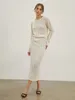fall 2023 fashion trends hollow out Eyelet Cable Knit Two Piece Skirt Set