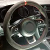 Svart äkta lädermocka rattskydd för 2015-2019 VW Jetta Gli Golf R Golf 7 Mk7 Golf GTI Accessories284k