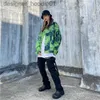 Vestes Femmes American Retro Street Trendy Green Elf Tie-Dye Denim Veste Vintage Hommes Femmes Mode Baseball Uniforme Oversize Lâche Casual Ins L230916