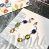 Stud Earrings Top Quality Fashion 3 Colors Crystal Gemstone Band Long Chain For Women Wedding Party Jewelry