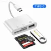 قراء بطاقة الذاكرة 3 في 1 منافذ محول محول Type-C/Lightning إلى USB A OTG ADAPTER TF SD AMMARY Reader لجهاز iPhone Android و L230916