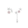 Pendientes de tuerca estilo colgante de moda Zirconia cúbica estrella de piedra rosa y blanca pendientes de cadena larga joyería para mujer