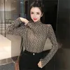 Womens Knits Tees Blouses Truien Vintage Blouse Mesh Shirt Hoge Hals Herfst Winter Lange Mouw Hemd Tops Blusa Femine