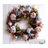 Decorative Flowers Wreaths 53Cm Door Wreath Large Garland Artificial Flower Wall Hanging Decoration Home Farmhouse Deocr Hawaiian Drop Dhq38