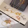 Europe America Fashion Jewelry Sets Lady Womens Gold Silver Rose-color Metal Engraved V Initials Essential V Necklace Bracelet Ear295K