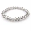 Transparent Grey 8mm Faceted Crystal Beaded Bracelet For Women Simple Style Stretchy Bracelets 20pcs lot Whole255m