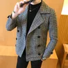 Men's Wool Blends 4XL 5XL Brand Clothing Men High Quality Leisure Plaid Woolen Cloth Jackets/Male Slim Fit Winter Keep Warm Woolen Cloth Coats 230915