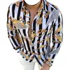 Plus Sizes 3XL Men's Casual Vintage Shirts Gold Leaf Cardigan Printed Long Sleeve Slim Summer Hawaiian Skinny Fit Various Pat305s