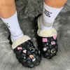 Pantofole invernali soffici scarpe a bolle sandali donna peluche unisex caldo peloso scivoli per la casa designer carino massaggio pantofole a bolle con ciondoli babiq05