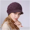 Cappelli da esterno Donna Ragazza Berretto lavorato a maglia Inverno Caldo Beanie largo Cappello da cloghet Slouch Sci Brim Slouchy Berretto con visiera Khaki Rosso Nero Beige Drop Dhujx