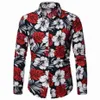 Hawaiianische Herrenhemden Herrenblusenkleidung Strandmode Freizeitkleid Blumen Herrenhemd Langarm New268h