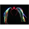 Chapeaux de fête Flash LED Nouilles Bandeau Rave Costume Déguisement Clignotant Lumineux Tresses Couronne Bandeaux Bandeaux De Noël Festif Fa Dhzze