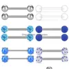 لسان حلقات 14G مستقيم الحديد الجراحي الصلب أفعى طرف الحلمة بار ثقب شريط إسقاط توصيل المجوهرات جسم dhgarden DHF4G