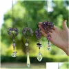 Hängen Amethyst Heart Tree of Life Wall Hanging Healing Spiritual Window Decor Chakra Prism Naturlig kristall hänge hem prydnad dr dho3c