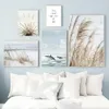 Reed Dandelion Dolphin Sea Beach Flower Wall Art Canvas Nordiska affischer Ommålning och skriv ut väggbilder för vardagsrumsdekor L01