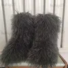 Boots 2023 Fashion Winter Lamb Skin Boots Long Hair Faux Mongolian Sheep Fur Boots Cover Babiq05
