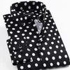 Ganze-2017 Frühjahr Neue Männer Polka Dot Druck Langarm-shirt Mode Männlichen Kleid Shirts Casual Formal Baumwolle Shirt229Q