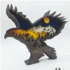 Arts And Crafts Mountain Bird Eagle Craft 3D Laser Cut Wood Home Decor Gift Art Forest Animal Table Decoration Statues Drop Delivery G Dhqe1