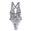 Maillots de bain pour femmes Femmes Rave Holographique Snakeskin Wrap Maillot de bain Sexy Bikini Strappy Backs Maillot de bain