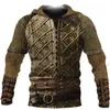 Hoodies للرجال Swefsshirts 2023 الربيع والخريف Armor Knight 3D سترة المطبوعة أزياء شخصية أزياء Pullover Hoodie WH5V