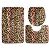 Mode motif léopard 3 pièces tapis de bain salle de bain tapis de toilette tapis flanelle antidérapant salle de bain décor fausse fourrure animale tapis de bain ensembles 21286w