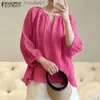 Vestidos casuais básicos ZANZEA feminino coreano diário manga comprida com decote em V blusa rosa casual L230916