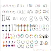 Anneaux de langue 110pcs / pack ensemble de piercing de mode barre de sourcil lèvre narine clous d'oreille en acier inoxydable nez anneau de ventre bijoux de corps Dhgarden Dhiqz