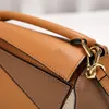 7a – sac de maquillage de styliste pour femmes, sac à bandoulière Puzzle géométrique, grande capacité, ouverture à fermeture éclair, sac en cuir