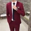 Abiti da uomo Colore puro Uomo Set 2 pezzi Grigio Blu Nero Viola Rosso Moda Business Banchetto di nozze Giacche e pantaloni da uomo