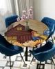 Table Cloth Farm Sunflower Rooster Vintage Round Elastic Edged Cover Protector Waterproof Polyester Rectangle Fitted Tablecloth